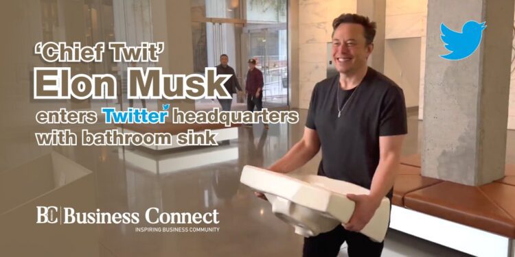 ‘Chief Twit’ Elon Musk enters Twitter headquarters with bathroom sink