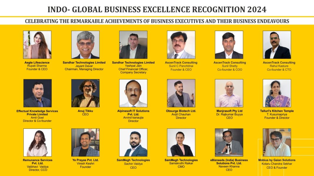 The Indo- Global Business Excellence Recognition 2024