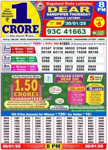 Nagaland State Lottery 30.01.2025 Sambad Lottery Result Today