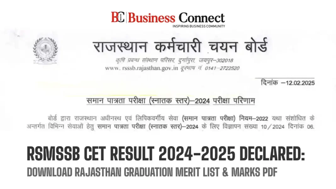 RSMSSB CET Result 2024-2025 Declared: Download Rajasthan Graduation Merit List & Marks PDF