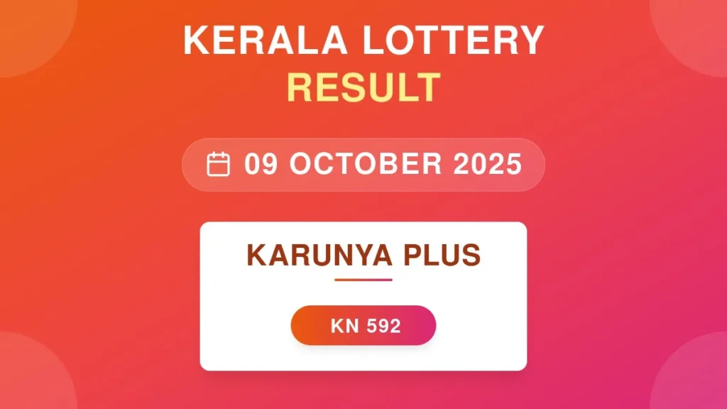LIVE Kerala Lottery Results 2025 : 9.10.25 Karunya Plus KN 592 Lotteries