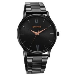 Black Dial Steel Strap Watch