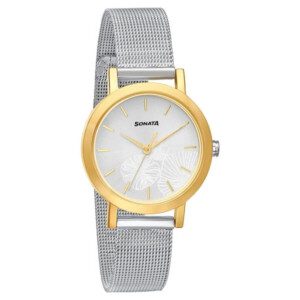 Silver Dial Steel Strap Watch