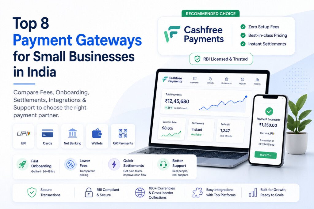 Top 8 Payment Gateways for Small Businesses in India (2026 Guide) Top 8 Payment Gateways for Small Businesses in India (2026 Guide)